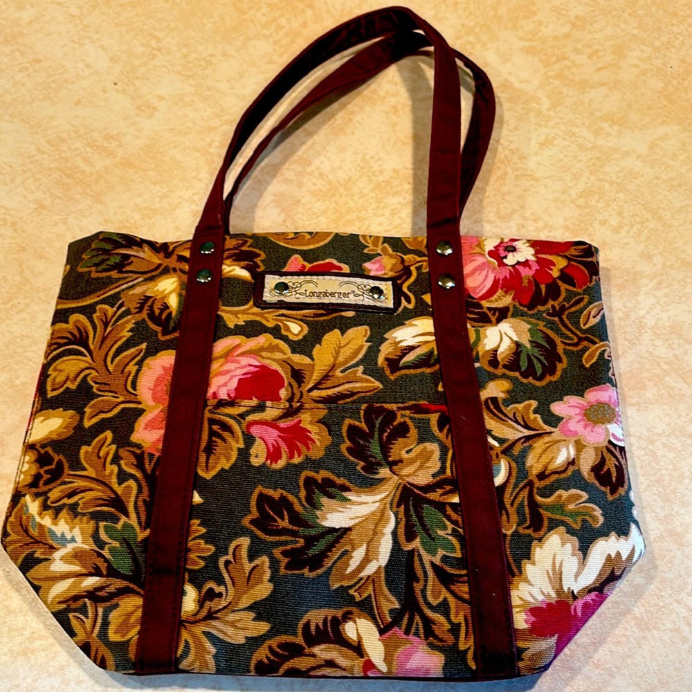 Longaberger Fabric Purse Handbag 2 Straps Majolica Garden Magnetic Closure
